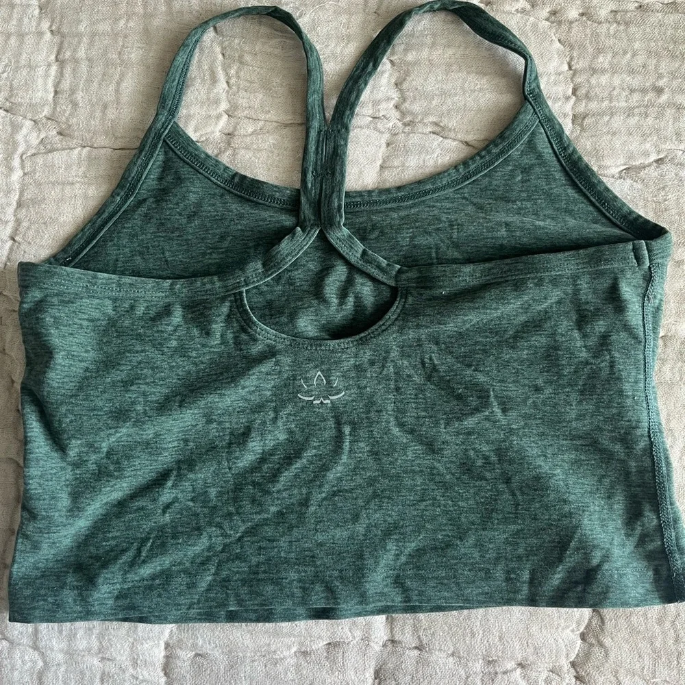 Beyond Yoga Teal Heather Strappy Cropped Tank - Picture 2 of 3